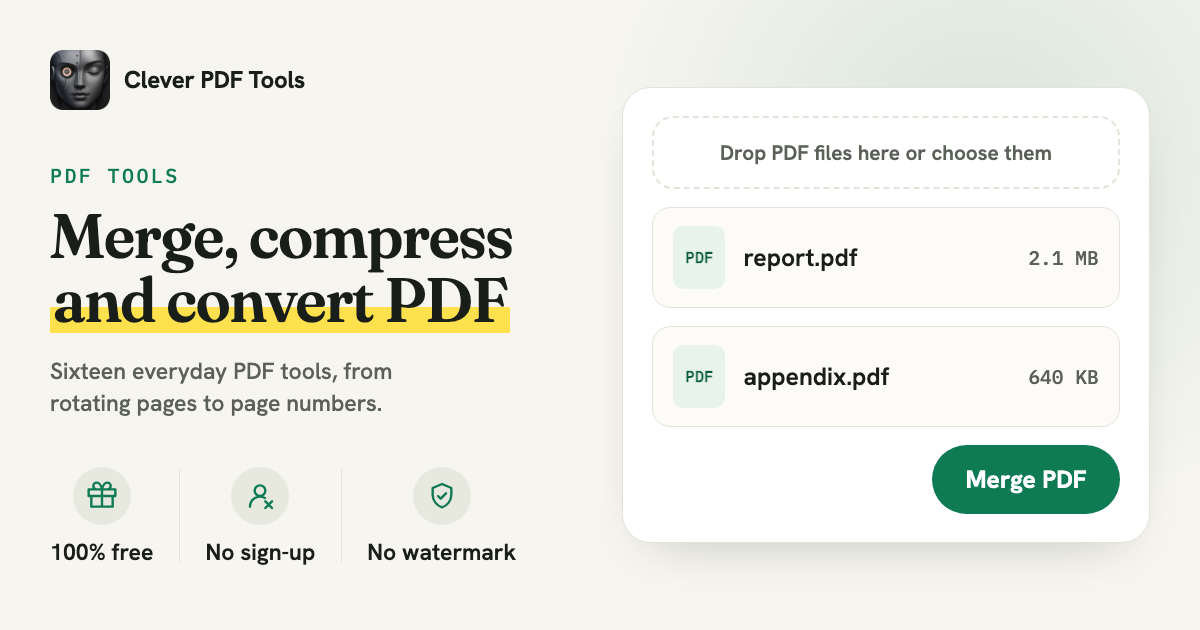 PDF Tools – 100% Free: Merge, Compress, Convert & Edit PDF