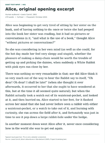 Complete H01 human Carroll excerpt, 274 words