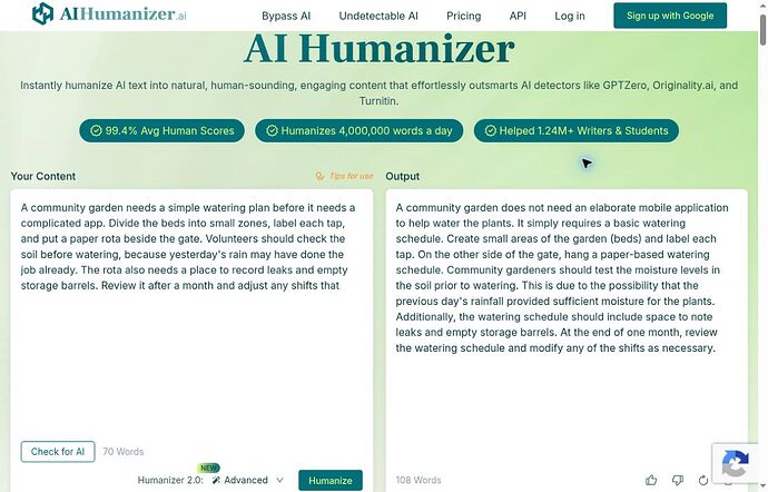 AIHumanizer.ai exact 70-word input fragment and expanded output