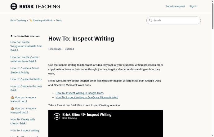 Brisk official supported Google Docs and OneDrive Word workflow documentation