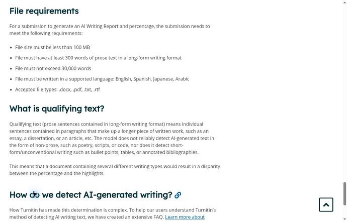 Turnitin official AI Writing Report file and prose requirements