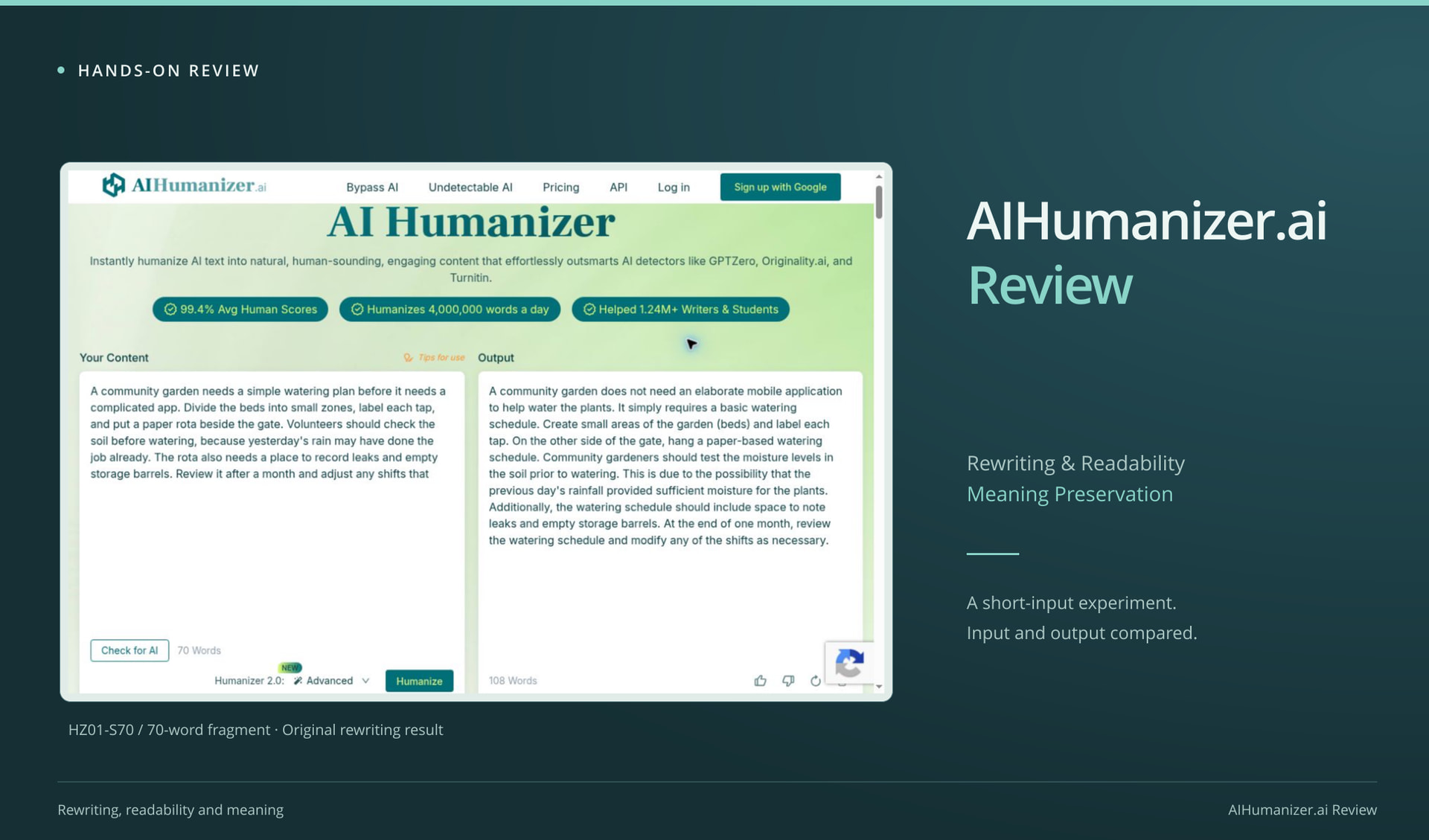 Input Panel Sample AIHumanizer.ai Review - Best AI Humanizer Reviews